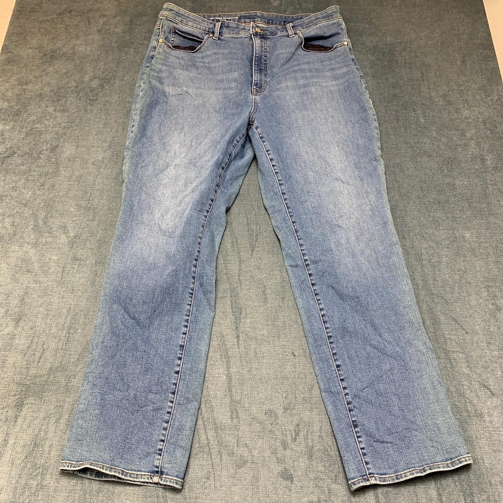 Talbots Curvy Jeans Womens 18 36x31 Blue Denim Flawless High Waist Straight Leg